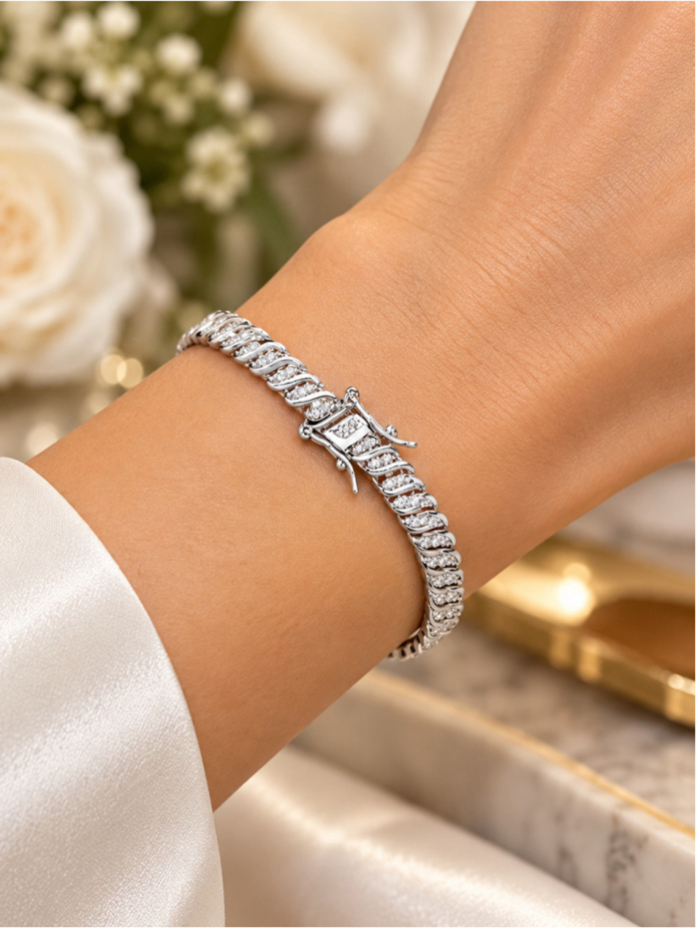 R. H. Macy & Co. Diamond Triple Row “S” Link Bracelet – 1 CT. T.W. – .925 SS